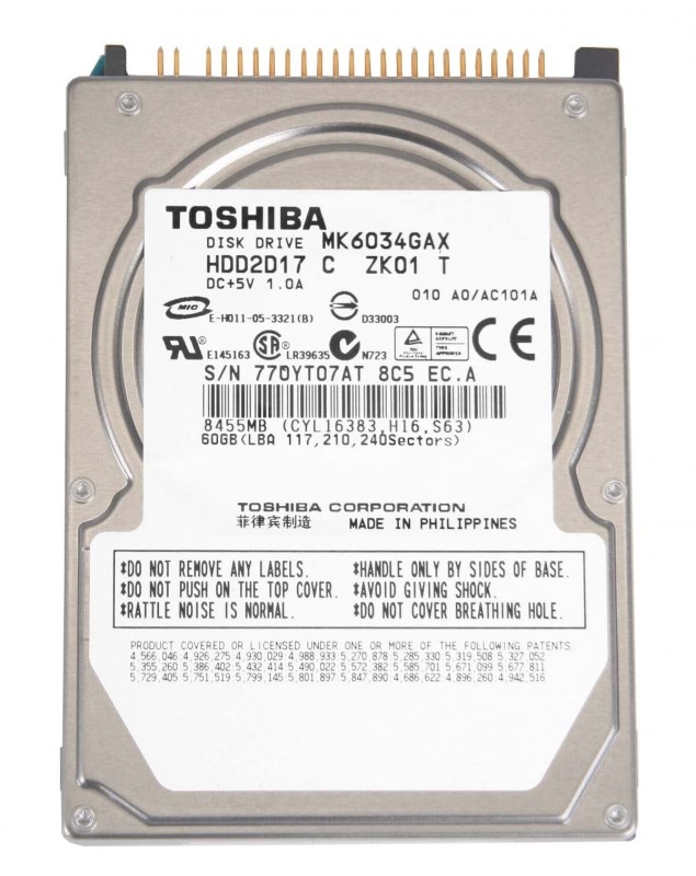 Жесткий диск Toshiba MK6034GAX 60Gb 5400 IDE 2,5" HDD MK6034GAX - фото 30728