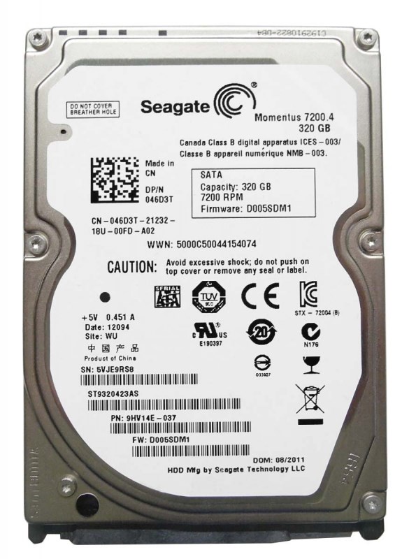 Жесткий диск Seagate 9HV14E 320Gb 7200 SATAII 2,5" HDD 9HV14E - фото 30749