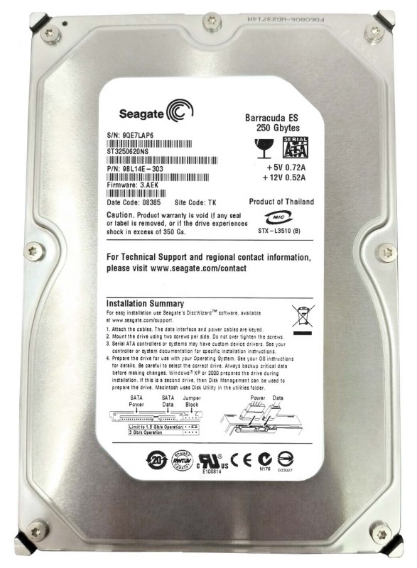 Жесткий диск Seagate 9BL14E 250Gb SATAII 3,5" HDD 9BL14E - фото 30786