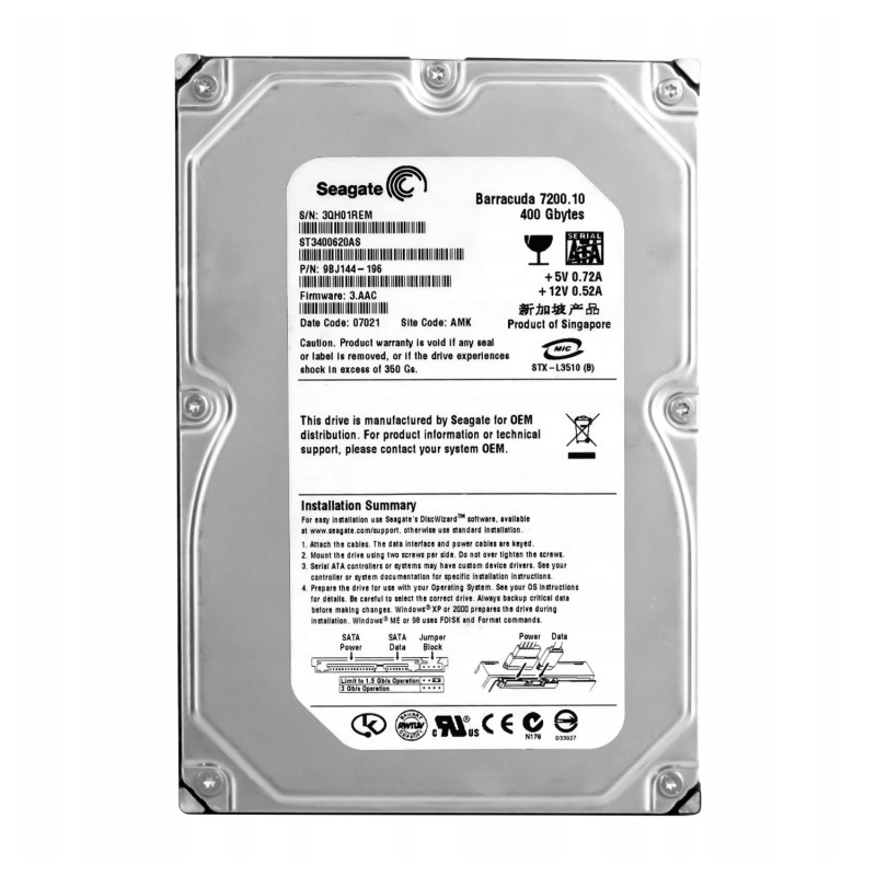 Жесткий диск Seagate ST3400620AS 400Gb SATAII 3,5" HDD ST3400620AS - фото 30807