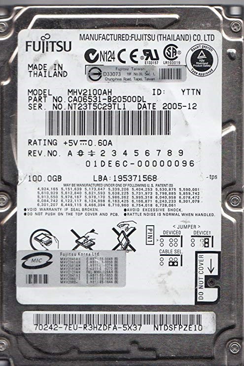 Жесткий диск Fujitsu X8196 100Gb 5400 IDE 2,5" HDD X8196 - фото 30911