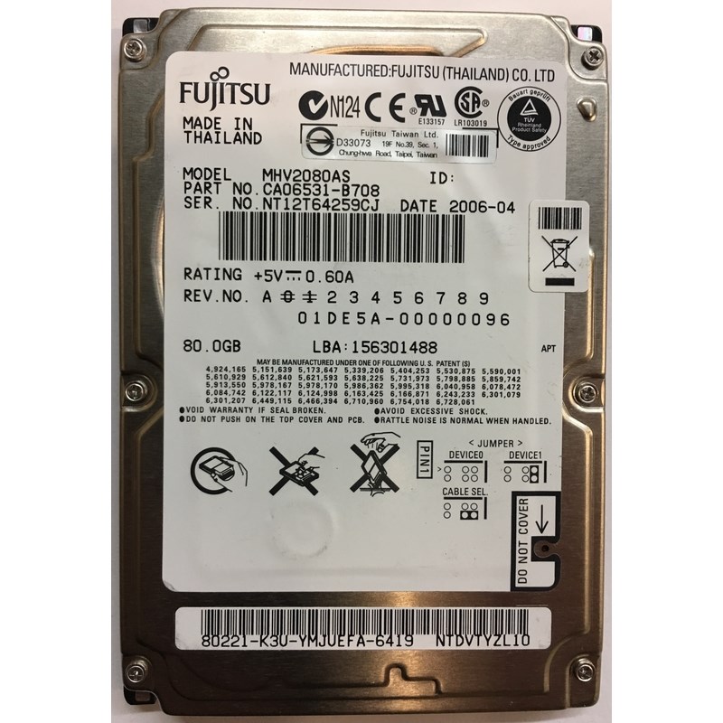 Жесткий диск Fujitsu CA06531-B708 80Gb 5400 IDE 2,5" HDD CA06531-B708 - фото 30921