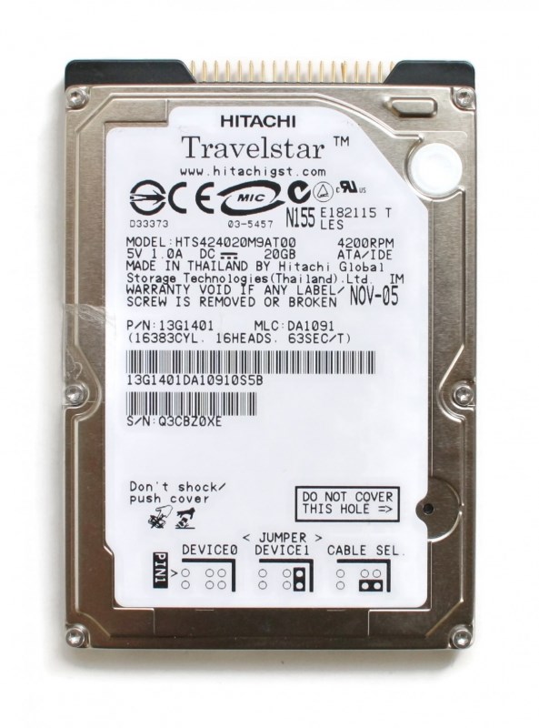 Жесткий диск Hitachi 13G1401 20Gb 4200 IDE 2,5" HDD 13G1401 - фото 30960