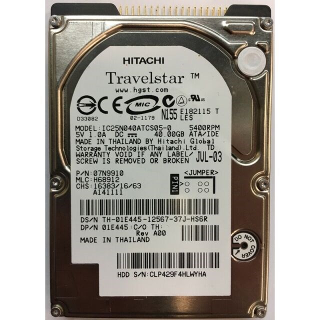 Жесткий диск Hitachi 07N9910 40Gb 4200 IDE 2,5" HDD 07N9910 - фото 30963