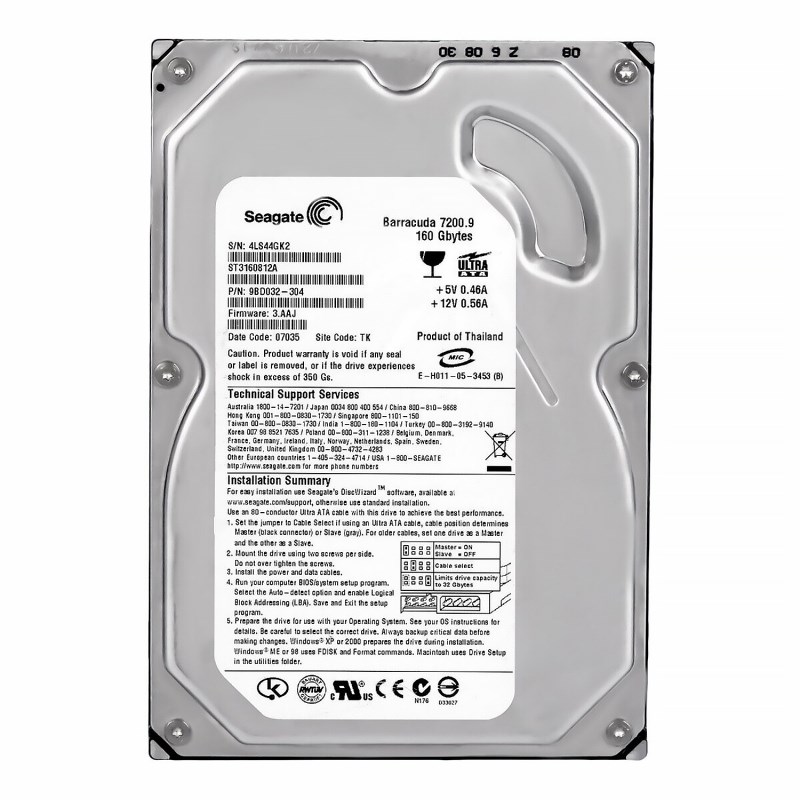 Жесткий диск Seagate 9BD032 160Gb 7200 IDE 3.5" HDD 9BD032 - фото 31017