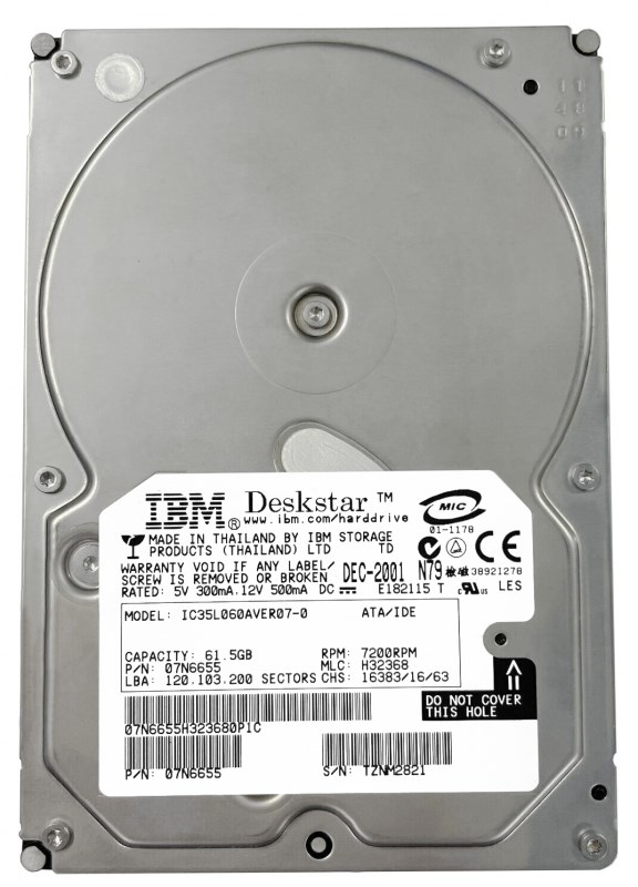 Жесткий диск IBM 07N6655 61,5Gb 7200 IDE 3.5" HDD 07N6655 - фото 31264