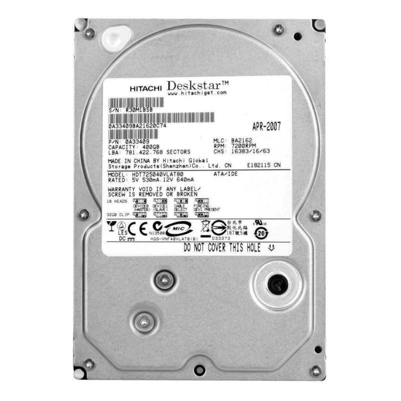 Жесткий диск Hitachi HDT725040VLAT80 400Gb 7200 IDE 3.5" HDD HDT725040VLAT80 - фото 31289