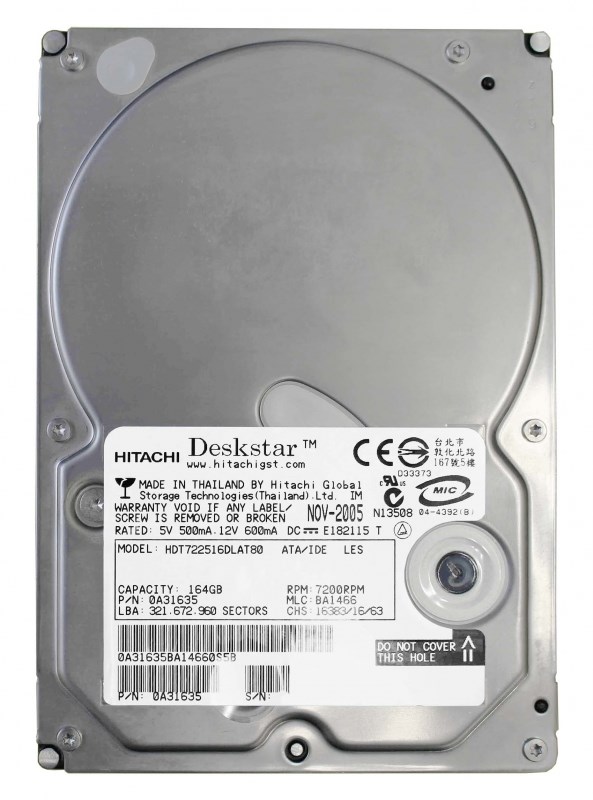 Жесткий диск Hitachi HDT722516DLAT80 164Gb 7200 IDE 3.5" HDD HDT722516DLAT80 - фото 31326