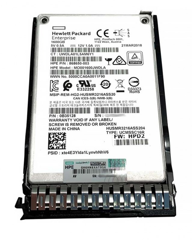 Жесткий диск HP MO001600JWDLA 1.6Tb SAS 2,5" SSD MO001600JWDLA - фото 31425