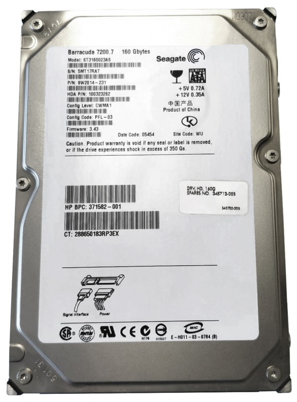 Жесткий диск HP 345712-005 160Gb SATA 3,5" HDD 345712-005 - фото 32448