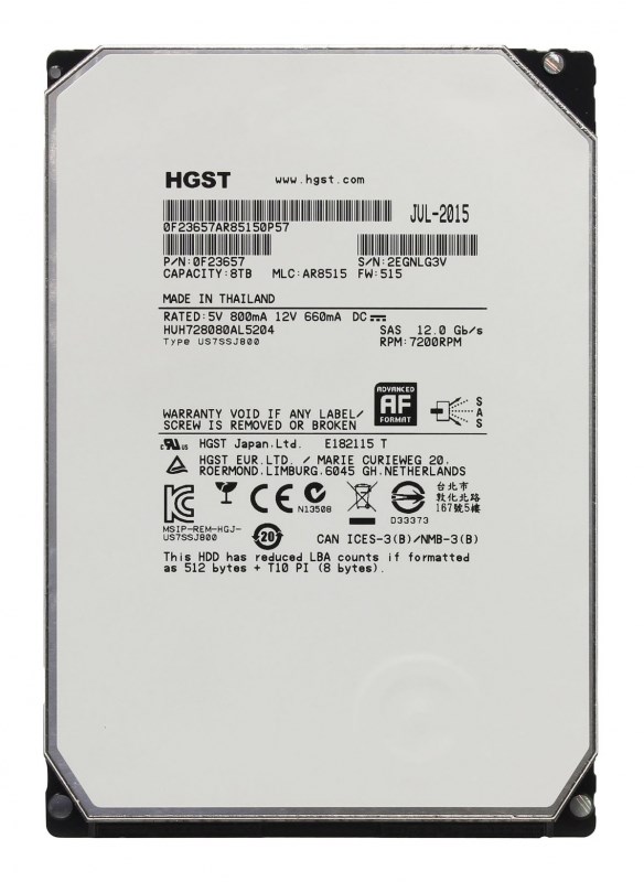 Жесткий диск HGST HUH728080AL5204 8Tb 7200 SAS 3,5" HDD HUH728080AL5204 - фото 33039