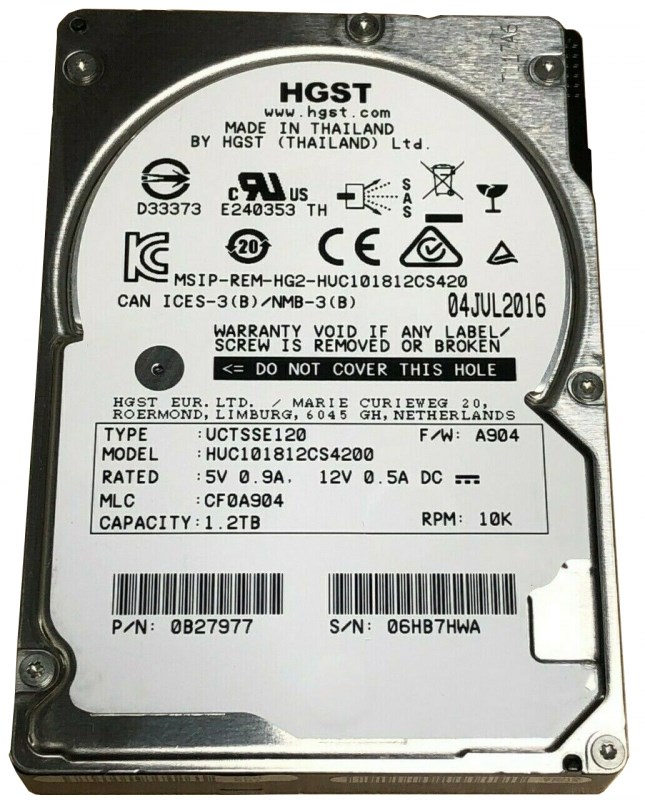 Жесткий диск HGST 0B27977 1,2Tb 10520 SAS 2,5" HDD 0B27977 - фото 33115