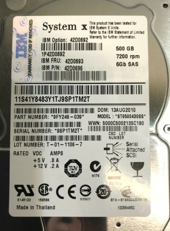 Жесткий диск IBM 42D0696 500Gb SAS 2,5" HDD 42D0696 - фото 33363