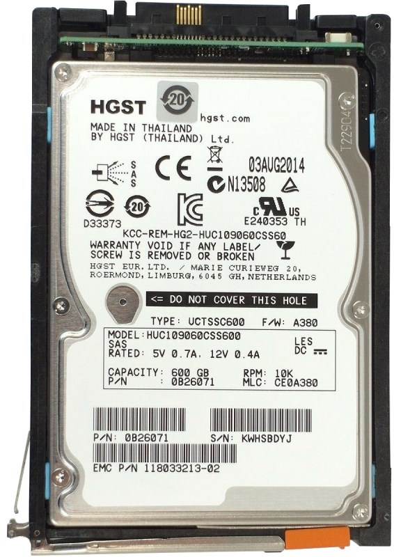 Жесткий диск EMC 0B26071 600Gb 10000 SAS 2,5" HDD 0B26071 - фото 33966