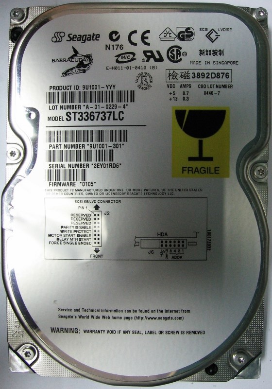 Жесткий диск Seagate ST336737LC 36,7Gb U160SCSI 3.5" HDD ST336737LC - фото 35244