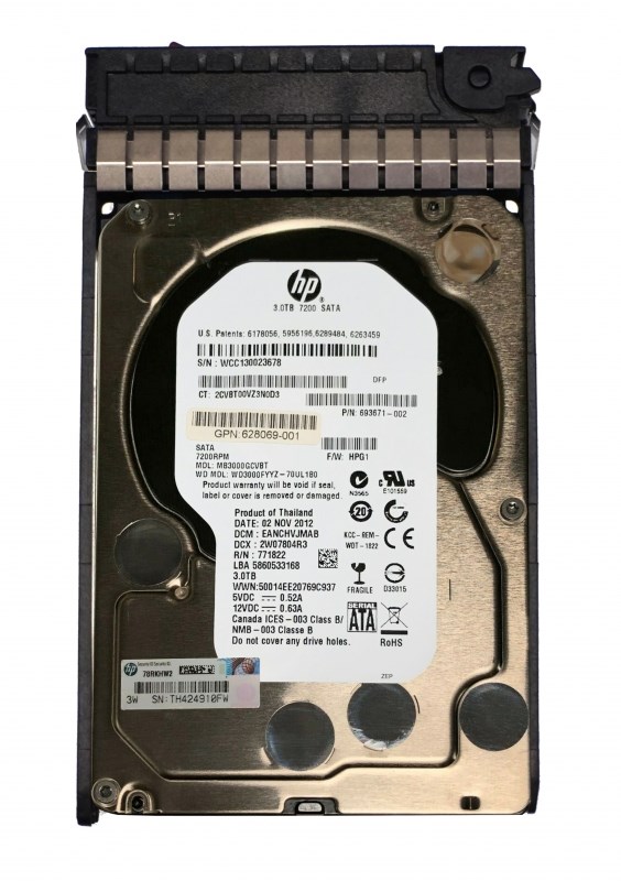 Жесткий диск HP WD3000FYYZ-70UL180 3Tb 7200 SATAIII 3.5" HDD WD3000FYYZ-70UL180 - фото 35447