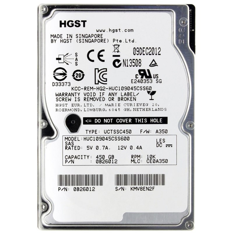 Жесткий диск Hitachi 0B26012 450Gb 10000 SAS 2,5" HDD 0B26012 - фото 35521