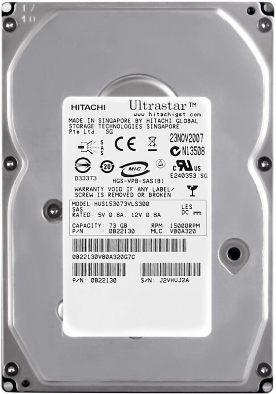 Жесткий диск Hitachi HUS153073VLS300 73Gb SAS 3,5" HDD HUS153073VLS300 - фото 35632