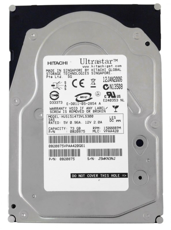 Жесткий диск Hitachi 0B20875 73Gb SAS 3,5" HDD 0B20875 - фото 35635