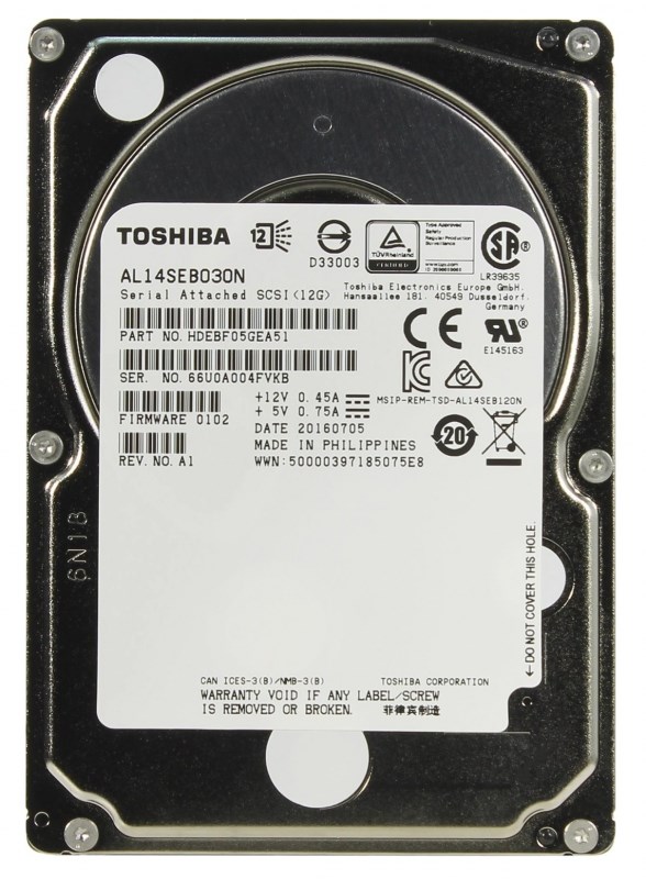 Жесткий диск Toshiba HDEBF05GEA51 300Gb 10500 SAS 2,5" HDD HDEBF05GEA51 - фото 35724