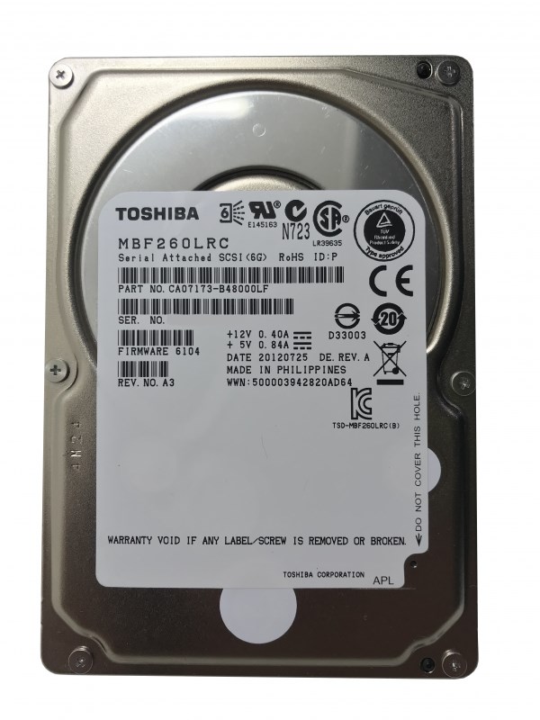 Жесткий диск Toshiba MBF260LRC 600Gb SAS 2,5" HDD MBF260LRC - фото 35739