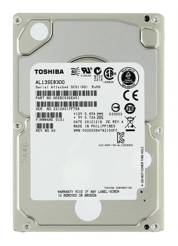 Жесткий диск Toshiba AL13SEB300 300Gb SAS 2,5" HDD AL13SEB300 - фото 35763