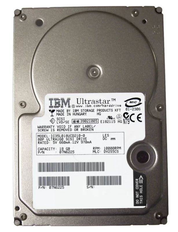 Жесткий диск IBM 07N6225 18Gb U160SCSI 3.5" HDD 07N6225 - фото 36241