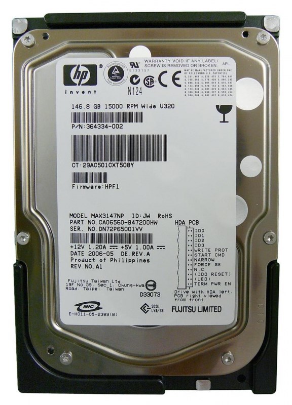 Жесткий диск HP 364334-002 146,8Gb U320SCSI 3.5" HDD 364334-002 - фото 36403