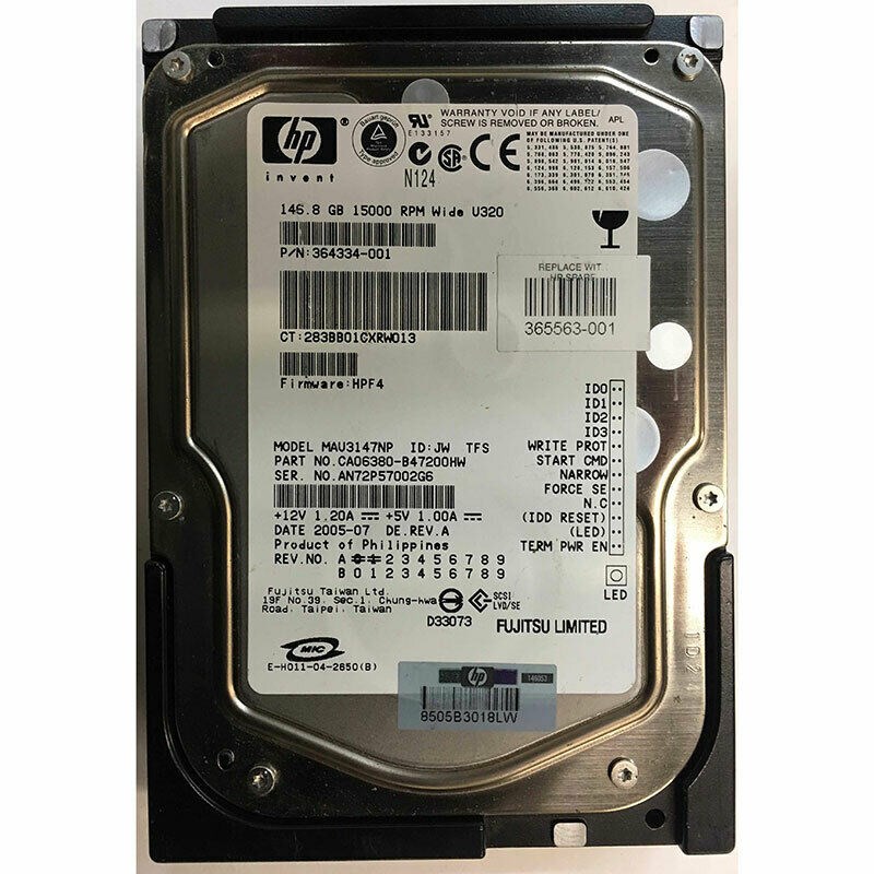 Жесткий диск HP 364334-001 146,8Gb U320SCSI 3.5" HDD 364334-001 - фото 36404