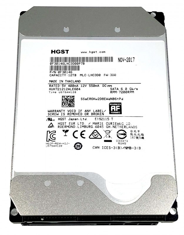 Жесткий диск HGST HUH721212ALE604 12Tb 7200 SATAIII 3,5" HDD HUH721212ALE604 - фото 36533