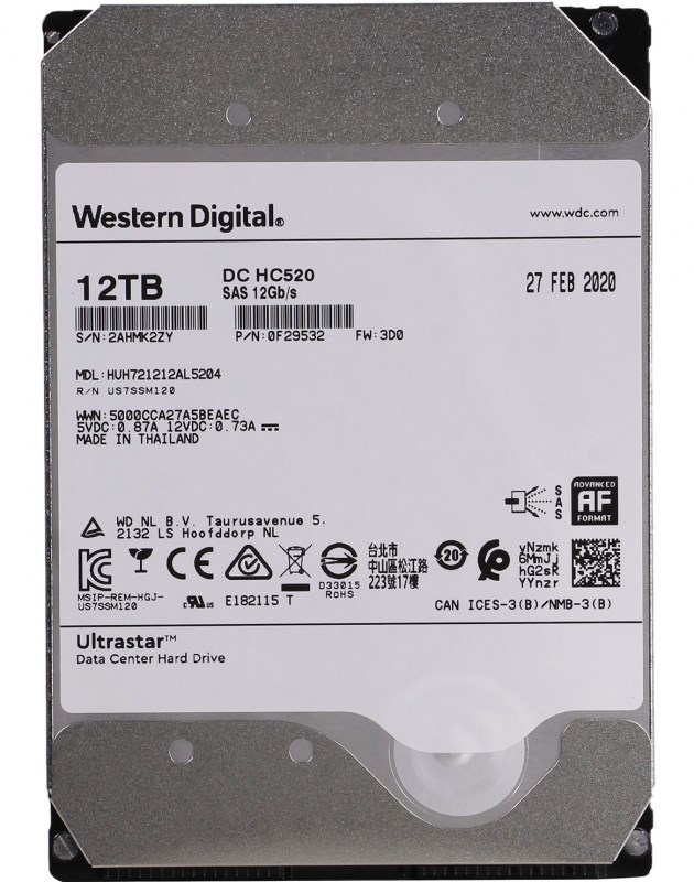 Жесткий диск HGST HUH721212AL5204 12Tb 7200 SAS 3,5" HDD HUH721212AL5204 - фото 37840