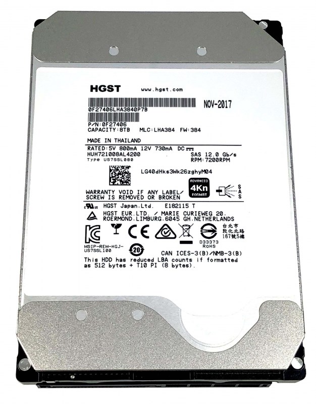 Жесткий диск HGST 0F27406 8Tb 7200 SAS 3,5" HDD 0F27406 - фото 37872