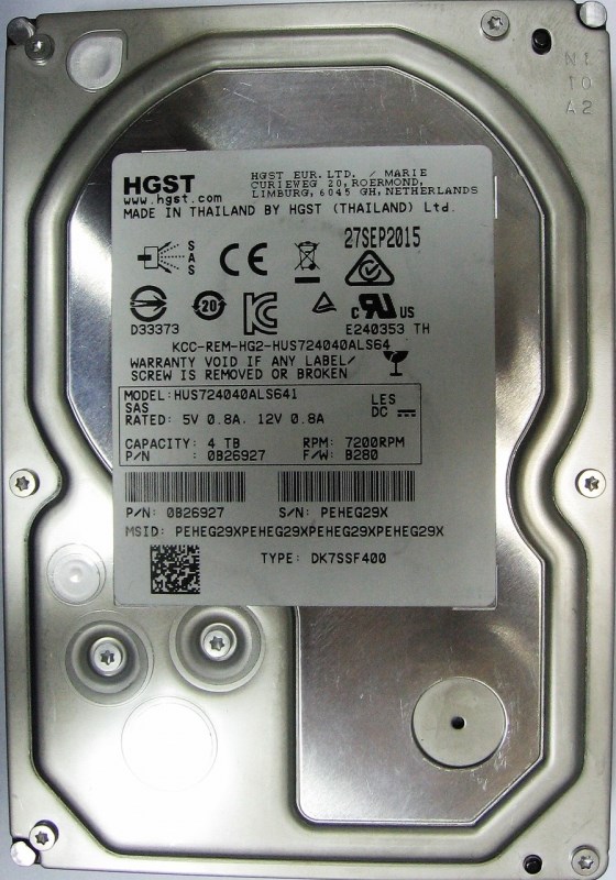 Жесткий диск Hitachi HUS724040ALS641 4Tb 7200 SAS 3,5" HDD HUS724040ALS641 - фото 40248