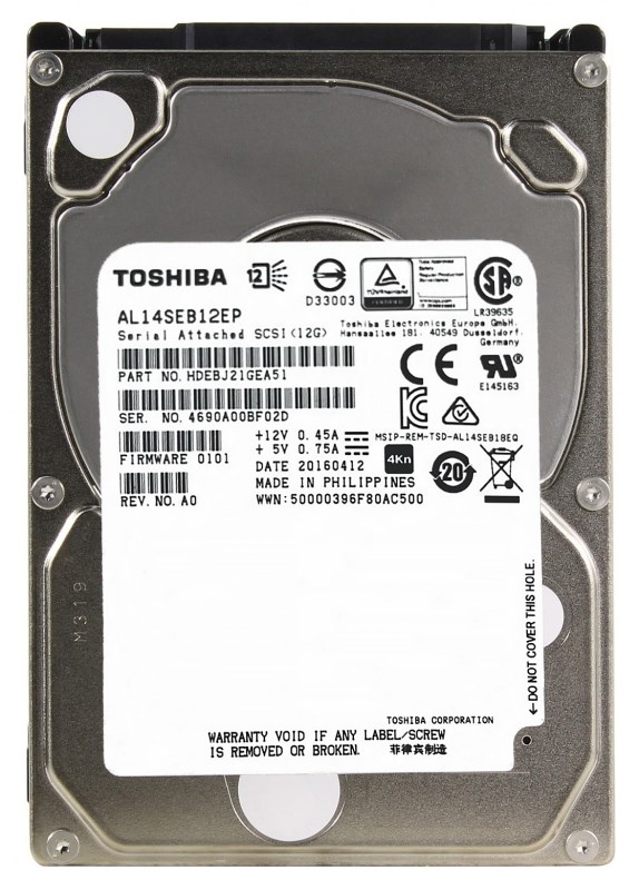 Жесткий диск Toshiba HDEBJ21GEA51 1,2Tb 10500 SAS 2,5" HDD HDEBJ21GEA51 - фото 40450