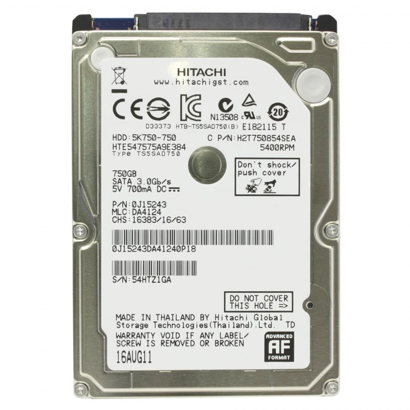 Жесткий диск Hitachi HTE547575A9E384 750Gb 5400 SATAII 2,5" HDD HTE547575A9E384 - фото 40626