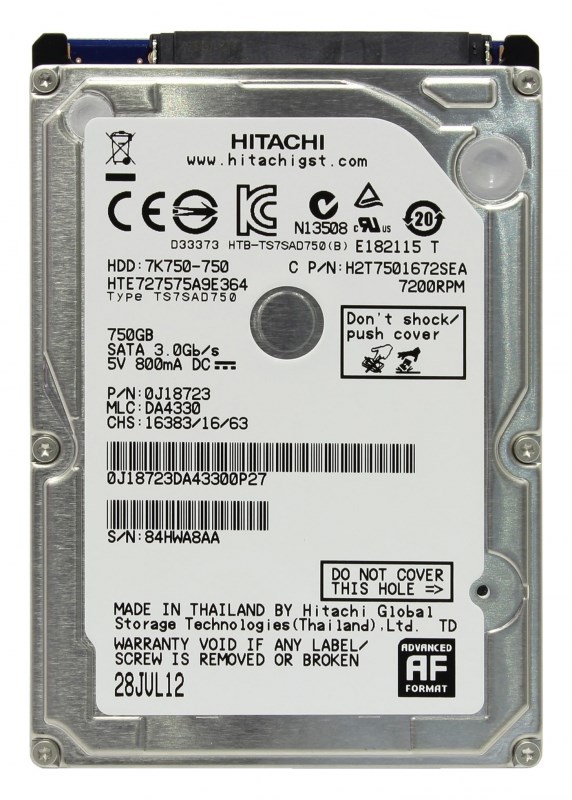 Жесткий диск HGST 0J18723 750Gb 7200 SATAII 2,5" HDD 0J18723 - фото 40644