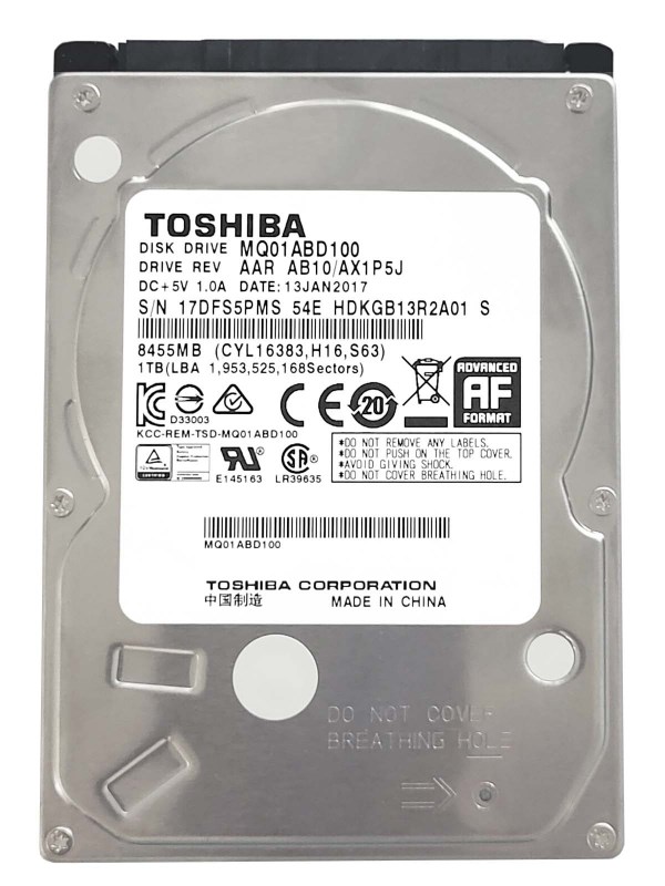 Жесткий диск Toshiba HDKGB13R2A01 1Tb 5400 SATAII 2,5" HDD HDKGB13R2A01 - фото 40686