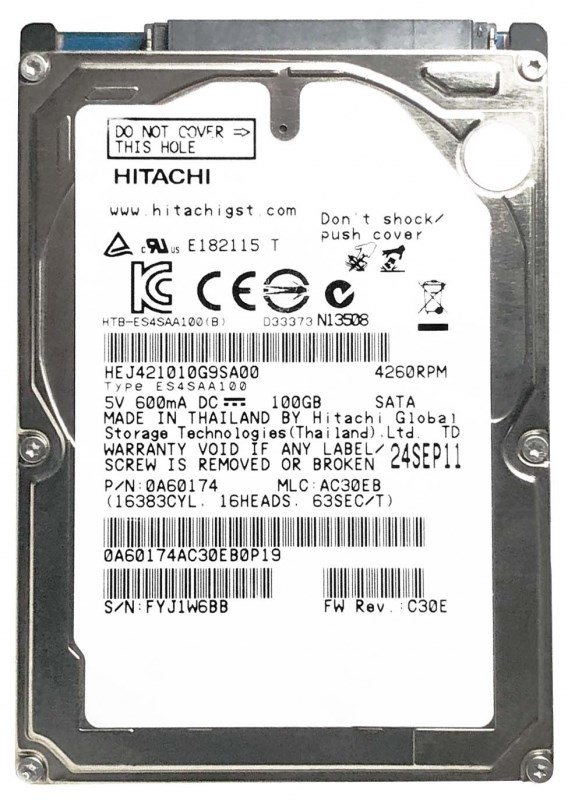 Жесткий Диск Hitachi HEJ421010G9SA00 100Gb SATA 2,5" HDD HEJ421010G9SA00 - фото 40740