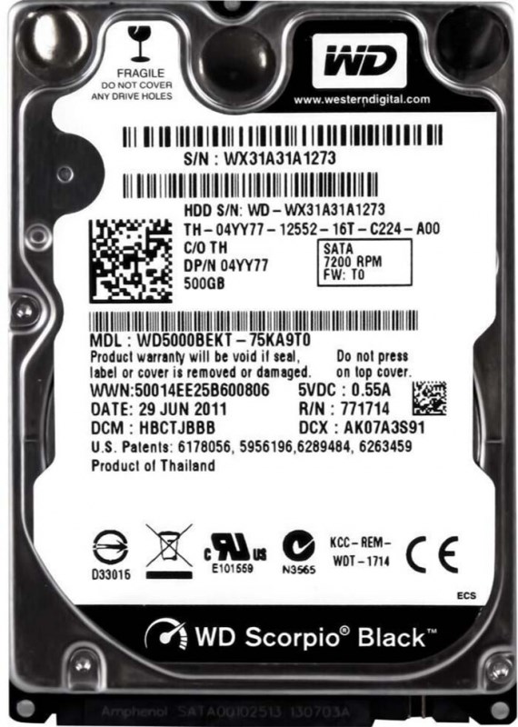 Жесткий Диск Western Digital WD5000BEKT 500Gb SATAII 2,5" HDD WD5000BEKT - фото 40770