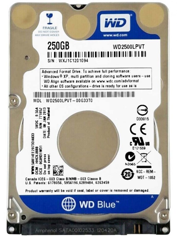 Жесткий Диск Western Digital WD2500LPVT 250Gb SATAII 2,5" HDD WD2500LPVT - фото 40788