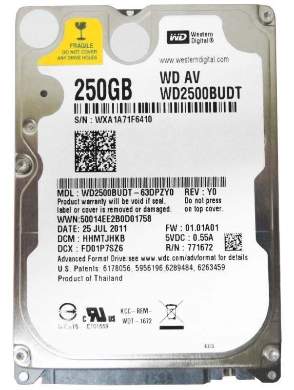 Жесткий Диск Western Digital WD2500BUDT 250Gb SATAII 2,5" HDD WD2500BUDT - фото 40794