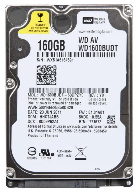 Жесткий Диск Western Digital WD1600BUDT 160Gb SATAII 2,5" HDD WD1600BUDT - фото 40809