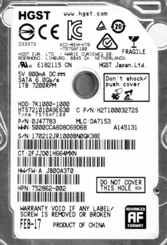 Жесткий Диск Hitachi 752862-002 1Tb SATAIII 2,5" HDD 752862-002 - фото 40815