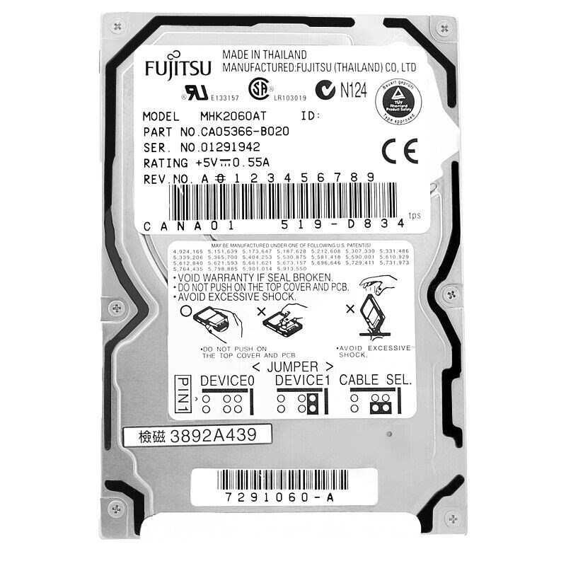 Жесткий диск Fujitsu MHK2060AT 6GB HDD 2,5" MHK2060AT - фото 40828