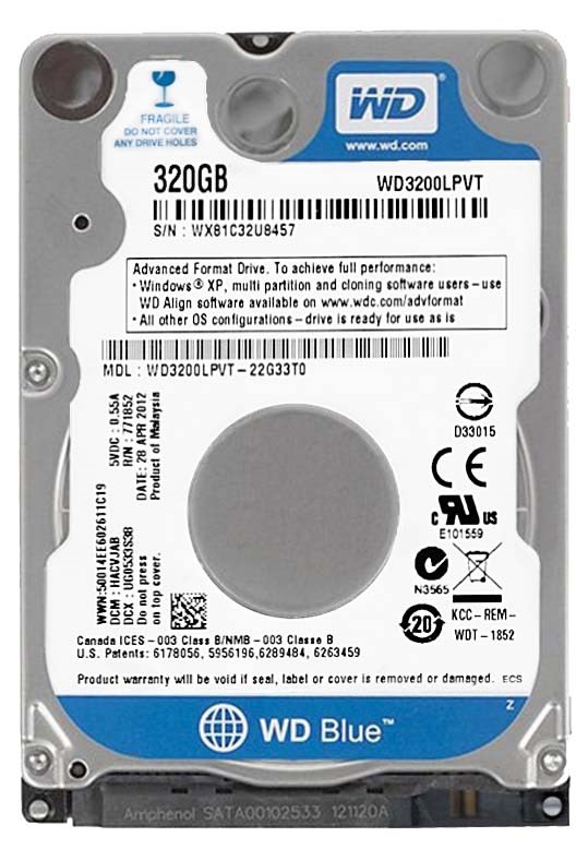 Жесткий диск Western Digital WD3200LPVT 320Gb 5400 SATAII 2,5" HDD WD3200LPVT - фото 40876