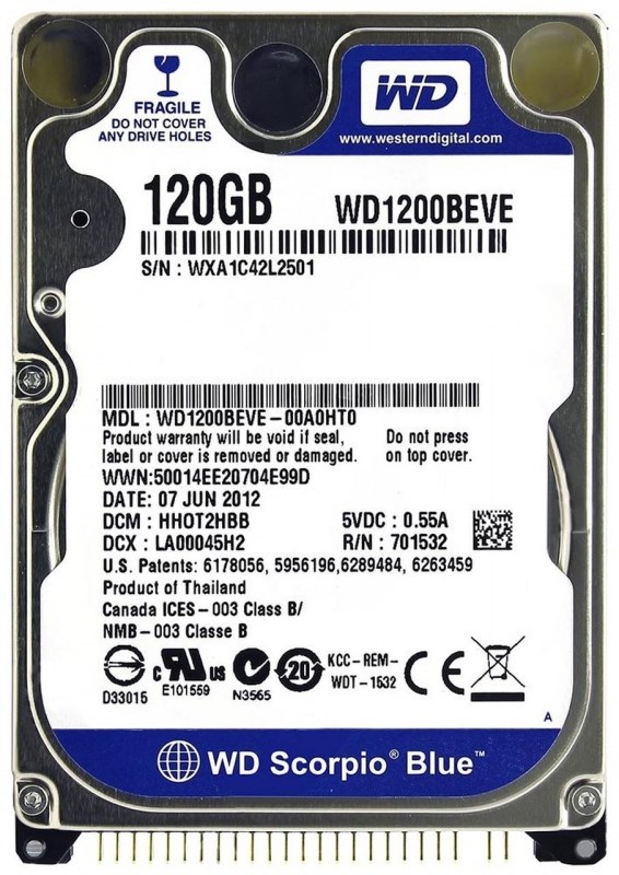 Жесткий диск Western Digital WD1200BEVE 120Gb 5400 IDE 2,5" HDD WD1200BEVE - фото 40915